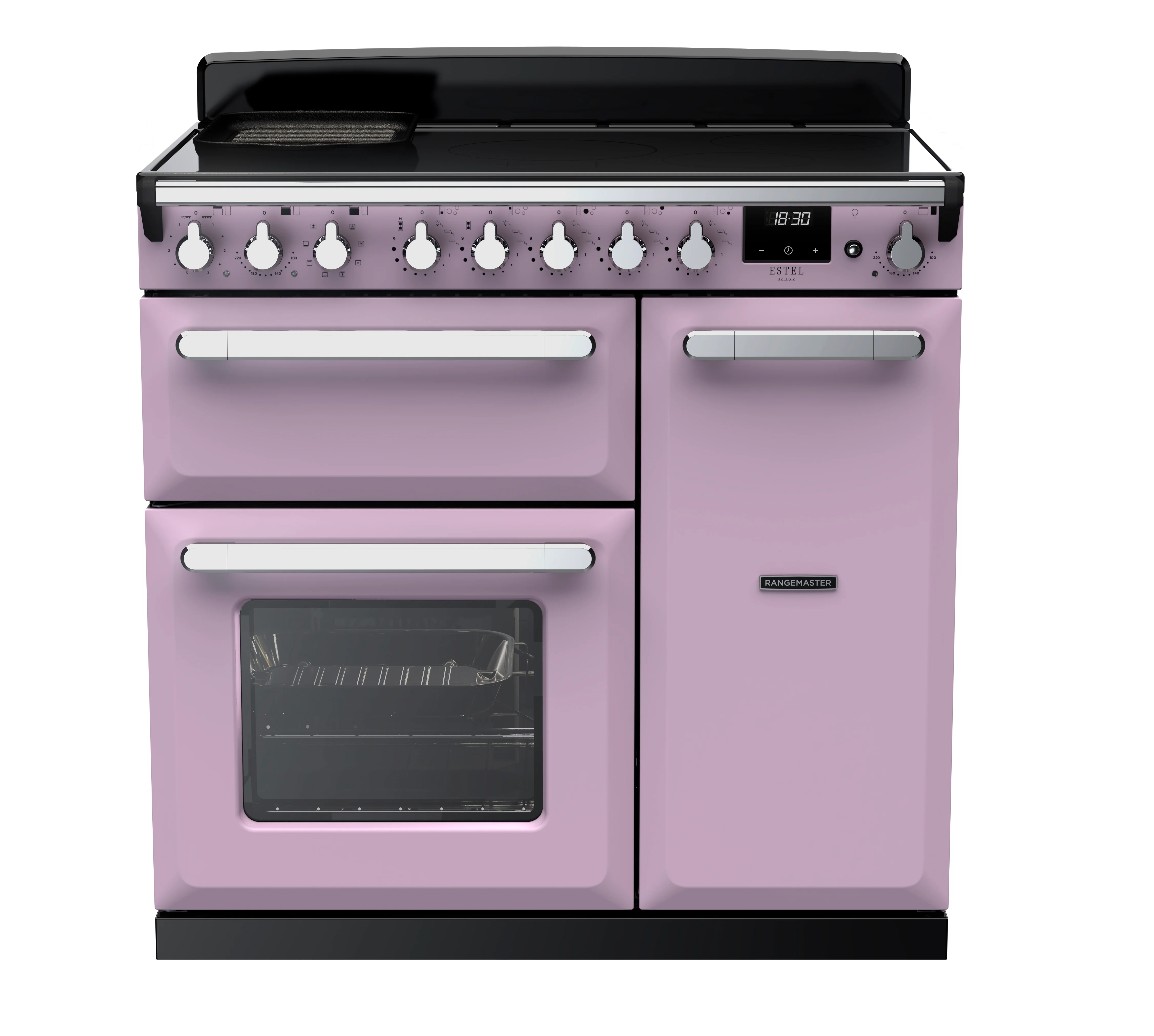 Rangemaster Estel Deluxe 90cm Induction Range Cooker ESDL90EIPHTH/CM1 Heather with Chrome Trim