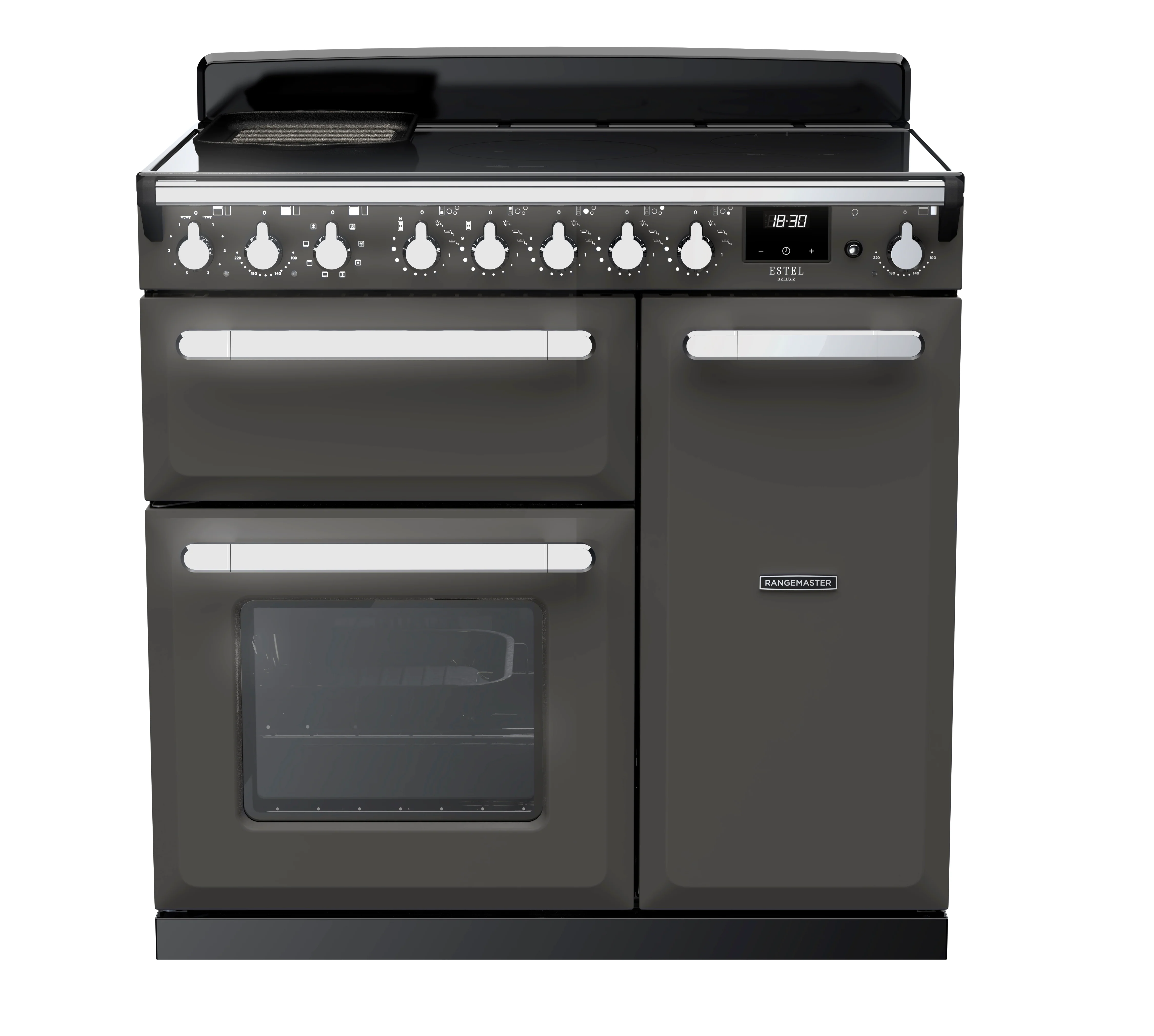 Rangemaster Estel Deluxe 90cm Induction Range Cooker ESDL90EIPSLT/CM1 Slate with Chrome Trim