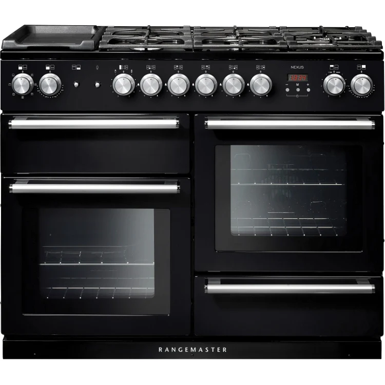 Rangemaster Nexus 110cm Dual Fuel Range Cooker Black with Chrome