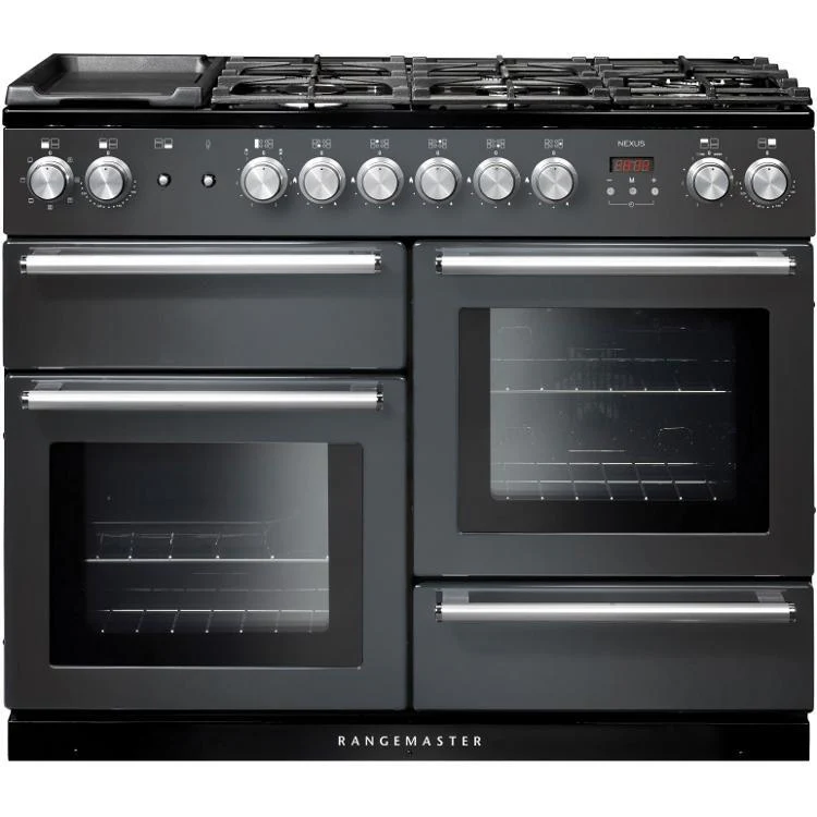 Rangemaster Nexus 110cm Dual Fuel Range Cooker Slate with Chrome