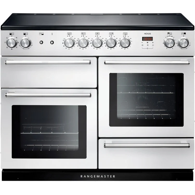 Rangemaster Nexus 110cm Induction Range Cooker White with Chrome
