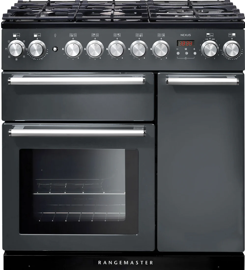 Rangemaster Nexus 90cm Dual Fuel Range Cooker Slate with Chrome