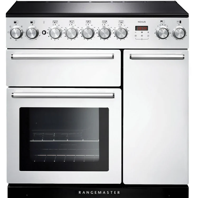 Rangemaster Nexus 90cm Induction Range Cooker White with Chrome