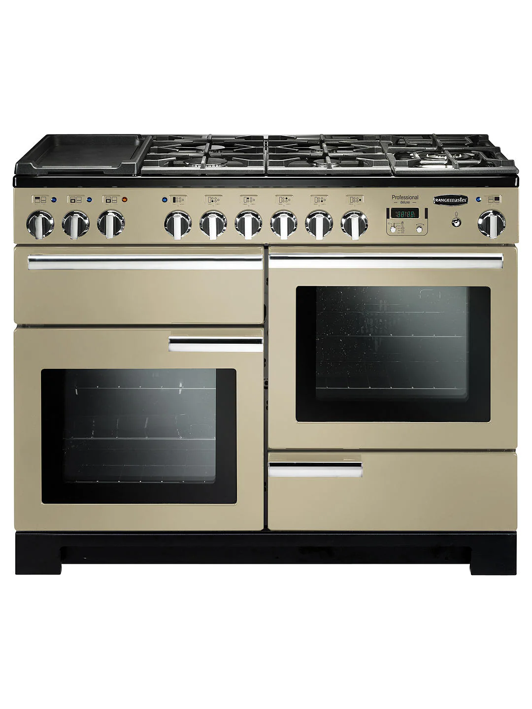 Rangemaster PDL110DFFCR/C Professional Deluxe 110cm Dual Fuel Range Cooker Cream with Chrome