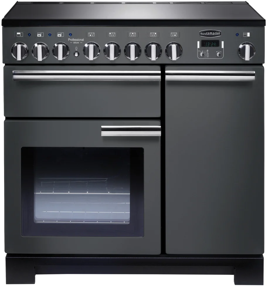 Rangemaster Professional Deluxe 90cm Induction Range Cooker Slate with Chrome