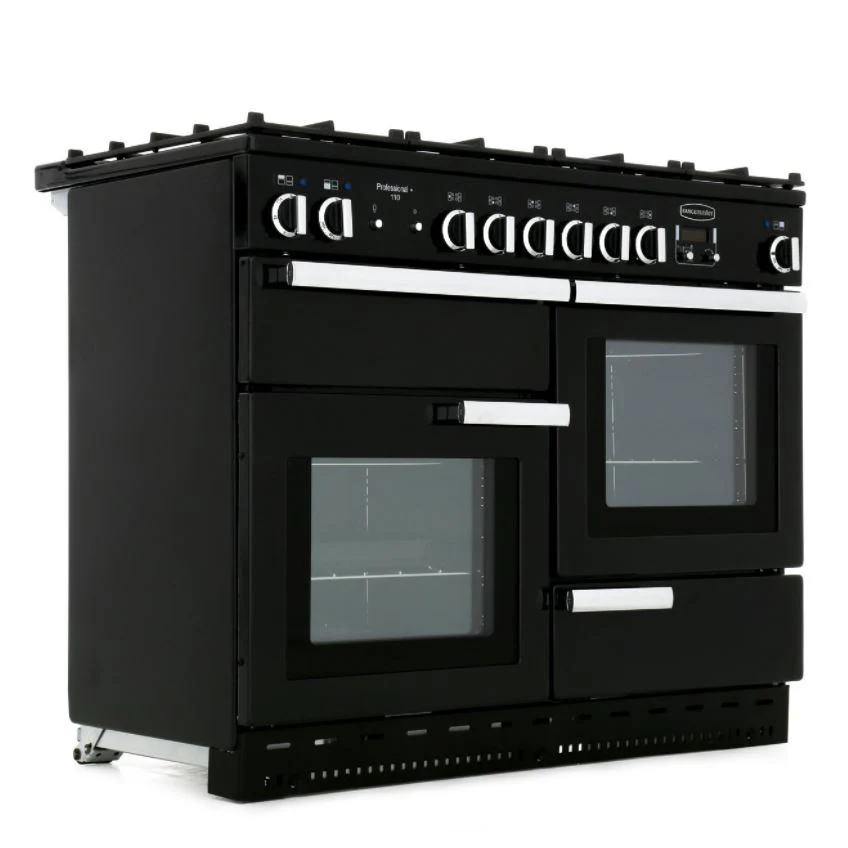 Rangemaster PROP110DFFGB/C Professional Plus 110cm Dual Fuel Range Cooker Black with Chrome - Image 2