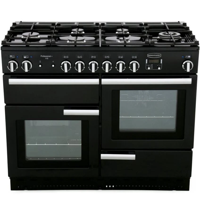 Rangemaster PROP110DFFGB/C Professional Plus 110cm Dual Fuel Range Cooker Black with Chrome - Image 3