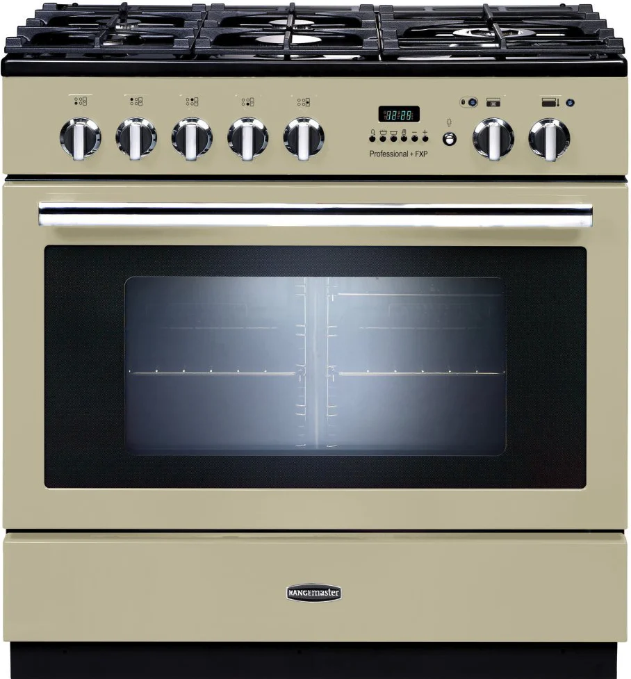 Rangemaster PROP90FXPDFFCR/C Professional Plus FXP 90cm Dual Fuel Range Cookerl Fuel Cream with Chrome