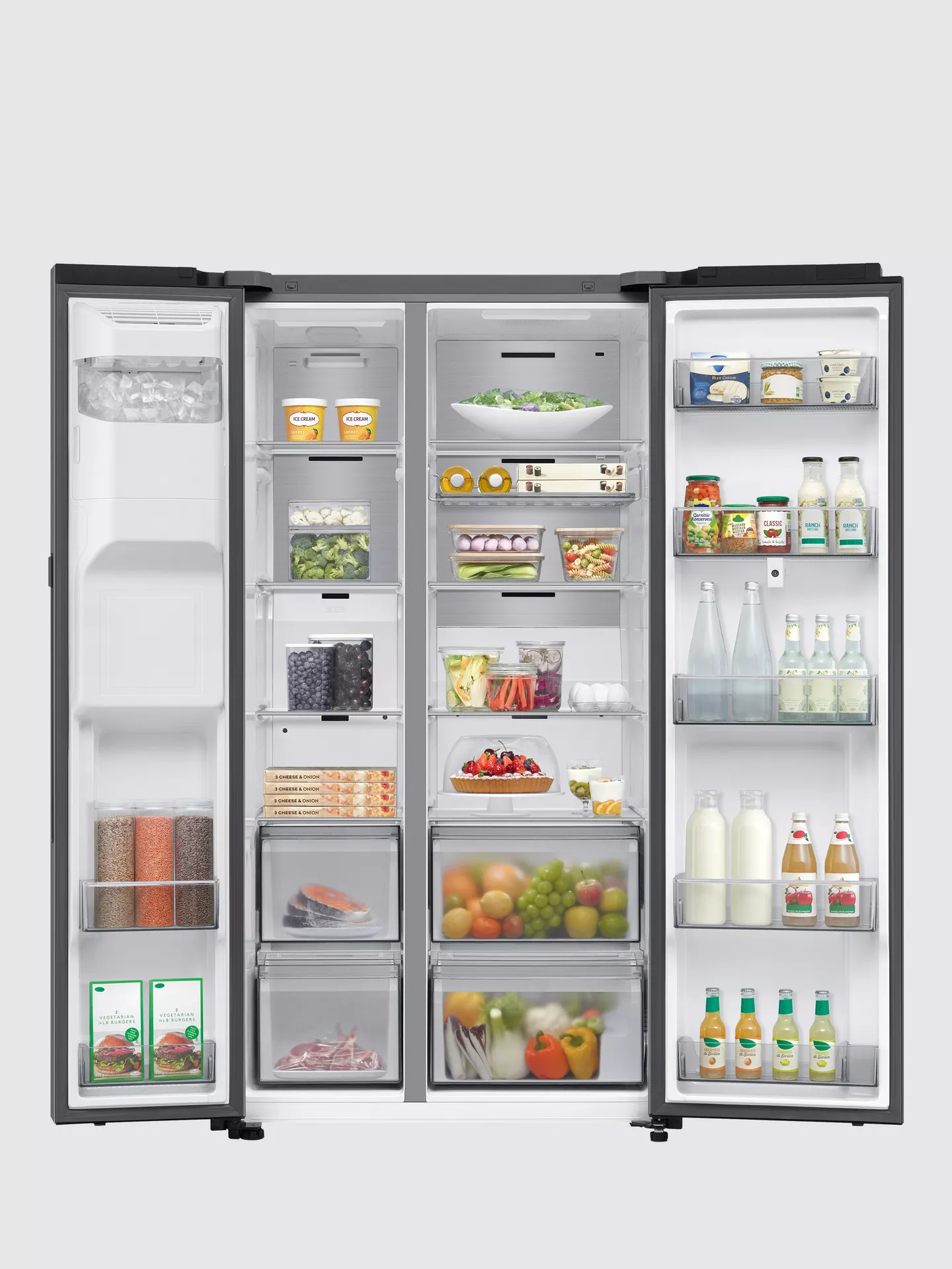Samsung Bespoke AI Family Hub RS90F66BETEU Silver Plumbed American Fridge Freezer - Image 2