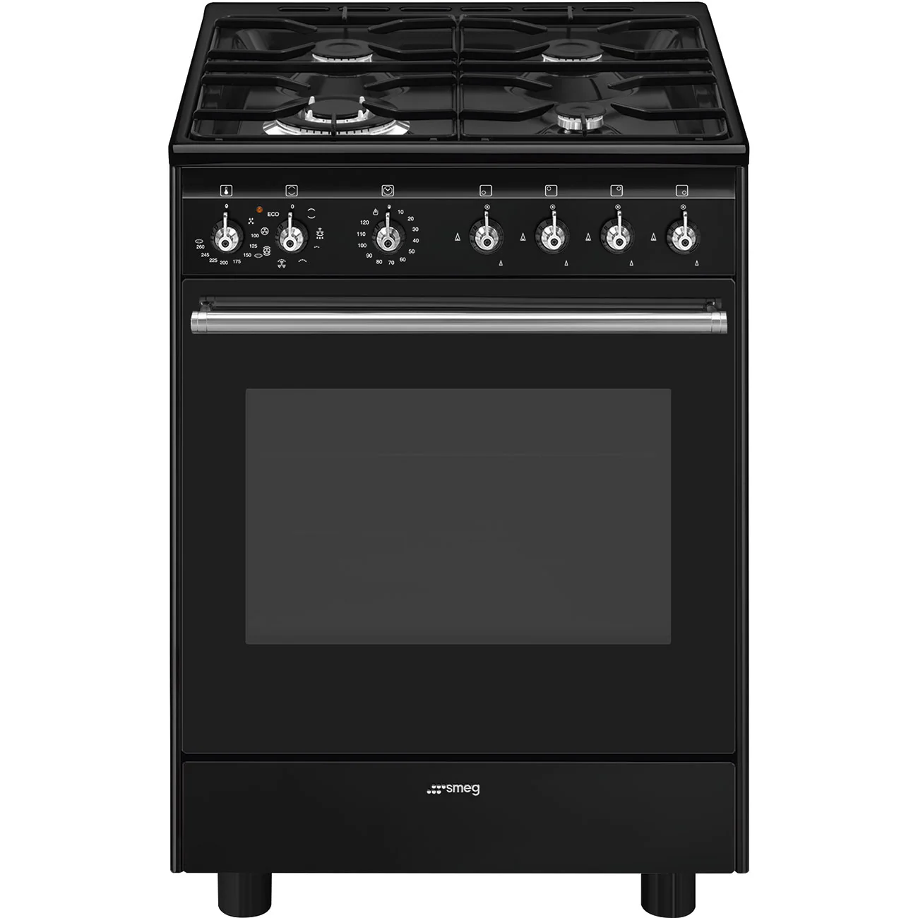 Smeg Concert Classic Black 60cm Single Cavity Dual Fuel Range-Style Cooker CX61GMBL