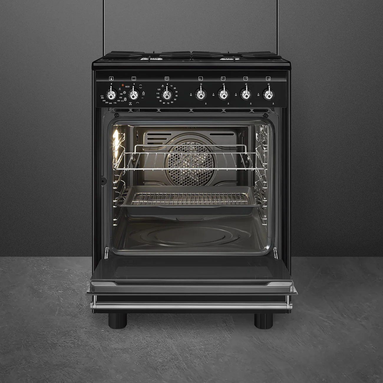 Smeg Concert Classic Black 60cm Single Cavity Dual Fuel Range-Style Cooker CX61GMBL - Image 2