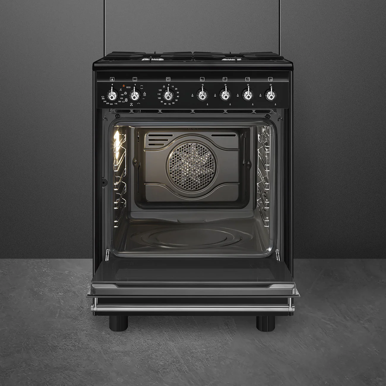 Smeg Concert Classic Black 60cm Single Cavity Dual Fuel Range-Style Cooker CX61GMBL - Image 3