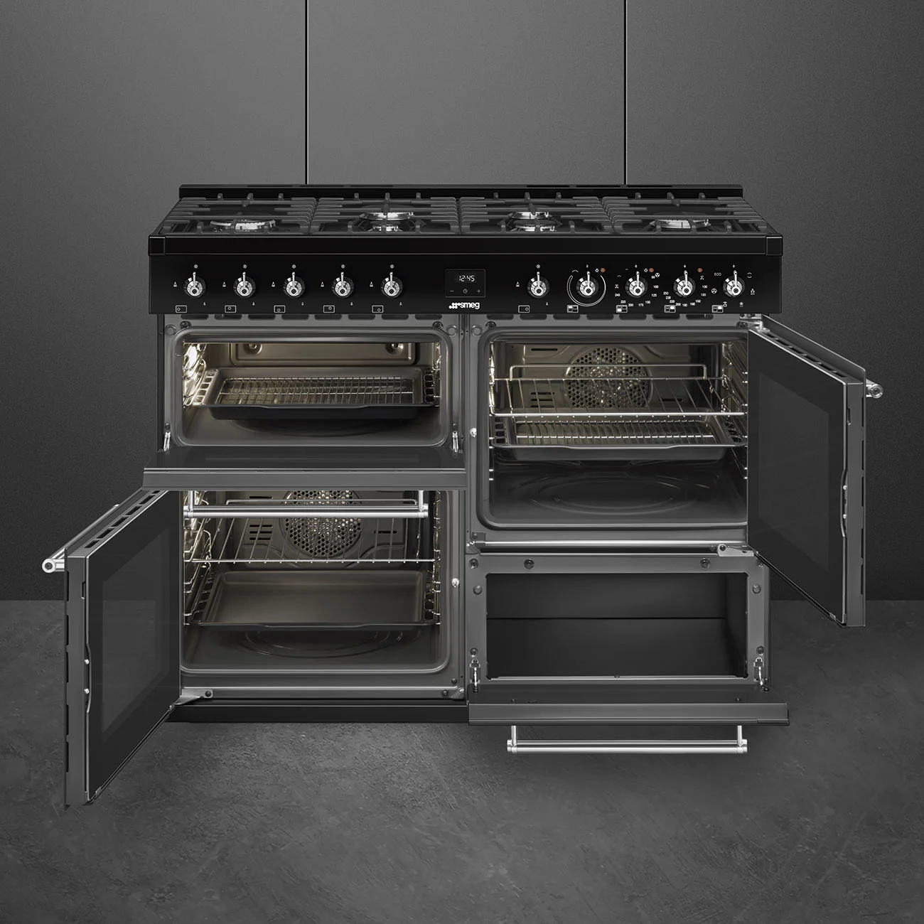 Smeg Concert Classic CX113GMBL 110cm Dual Fuel Range Cooker Black - Image 2