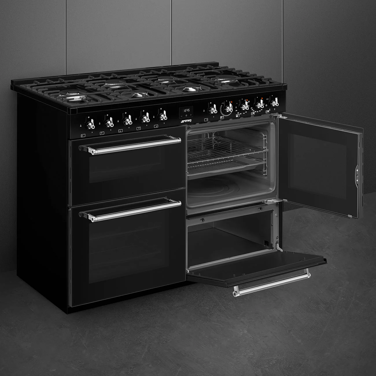 Smeg Concert Classic CX113GMBL 110cm Dual Fuel Range Cooker Black - Image 5
