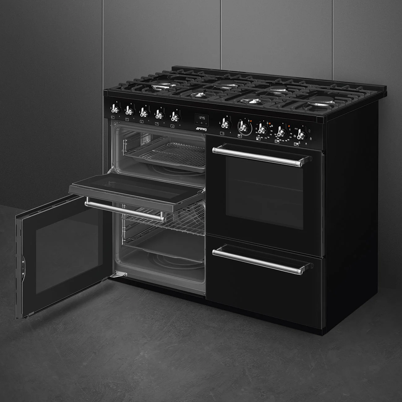 Smeg Concert Classic CX113GMBL 110cm Dual Fuel Range Cooker Black - Image 7