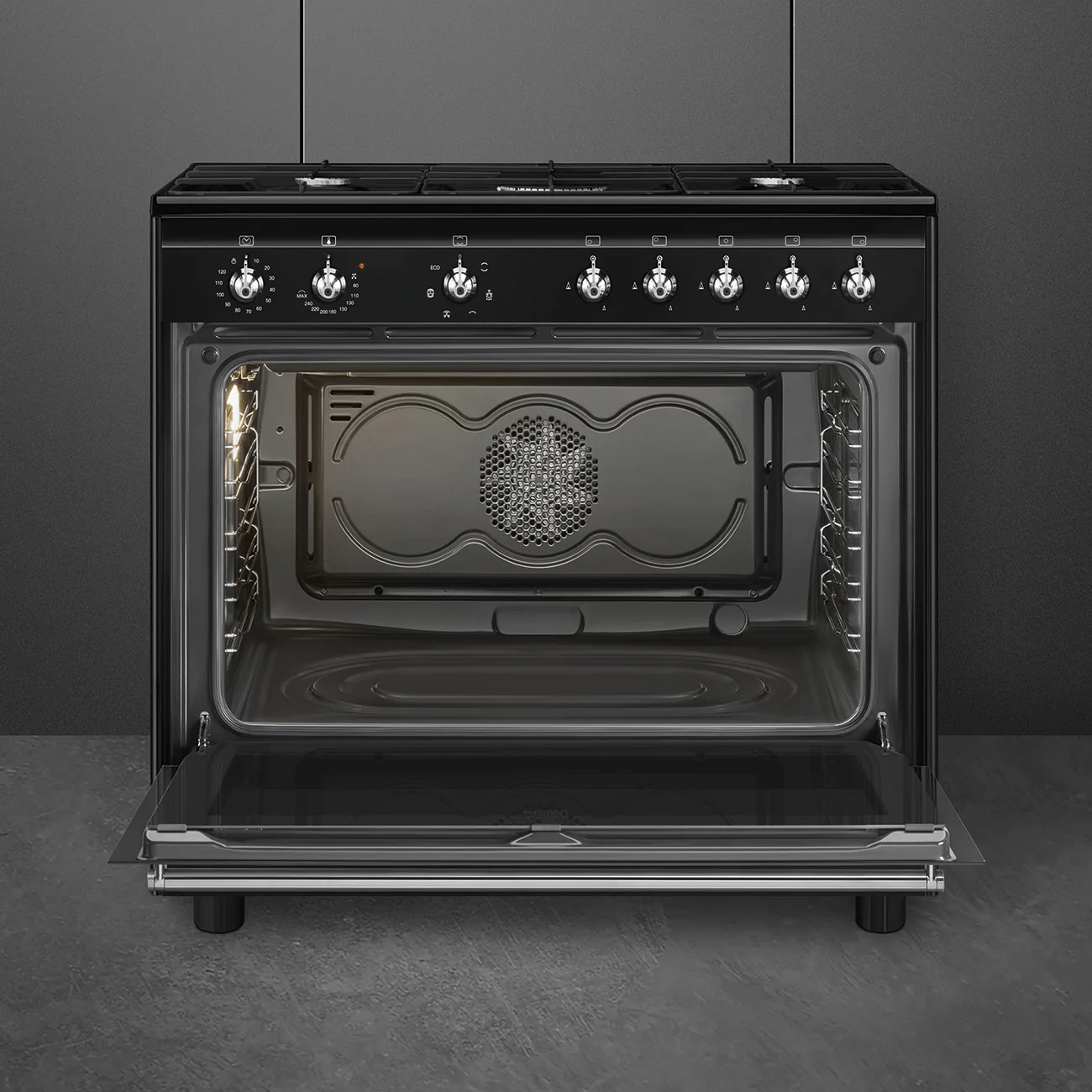 Smeg Concert Classic CX91GMBL 90cm Dual Fuel Range Cooker Black - Image 3