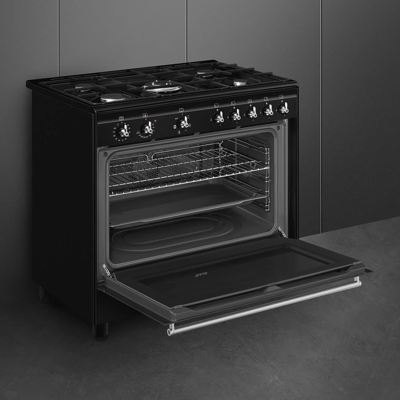 Smeg Concert Classic CX91GMBL 90cm Dual Fuel Range Cooker Black - Image 6