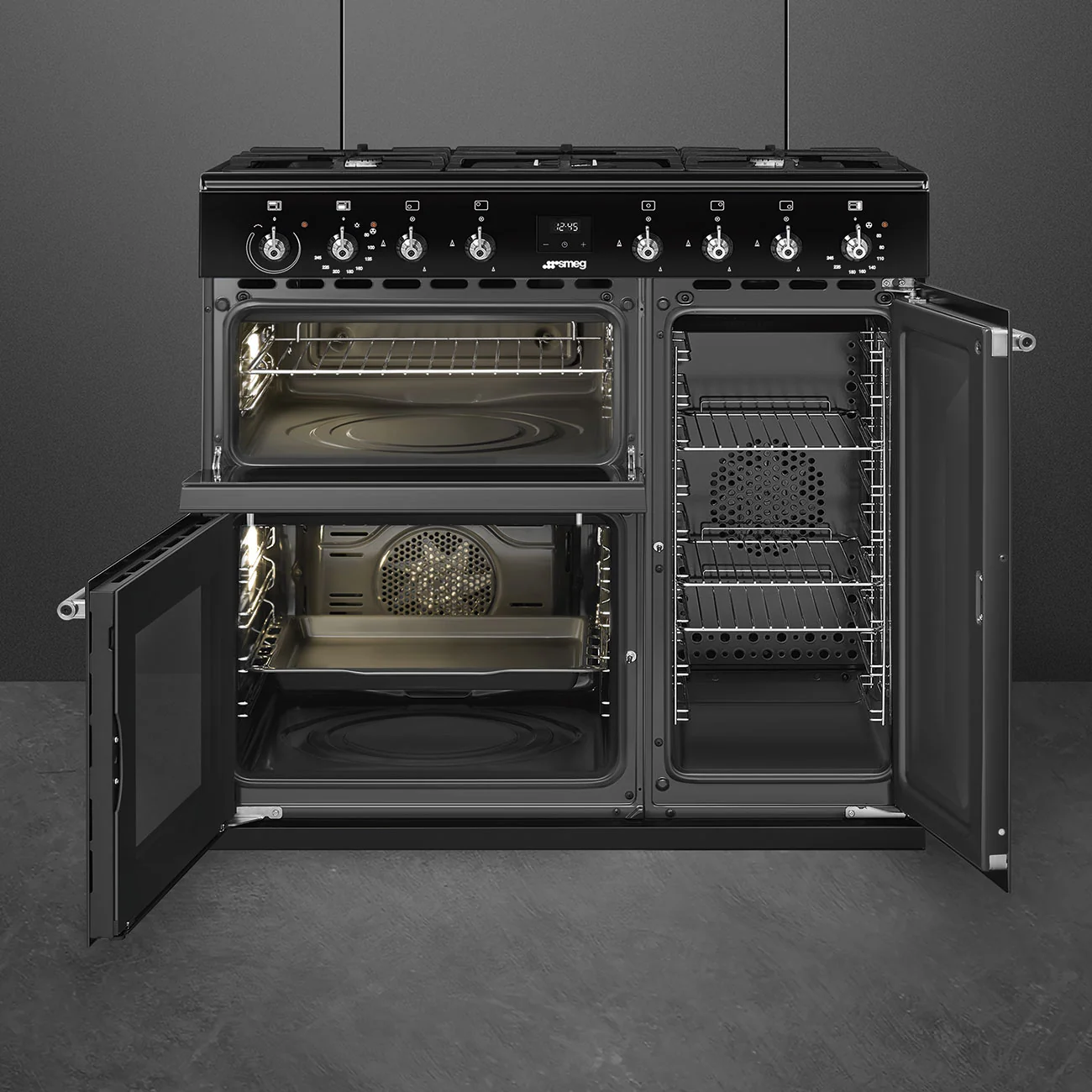 Smeg Concert Classic CX93GMBL 90cm Dual Fuel Range Cooker Black - Image 2
