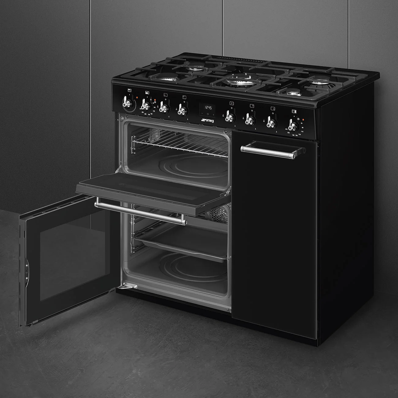 Smeg Concert Classic CX93GMBL 90cm Dual Fuel Range Cooker Black - Image 6