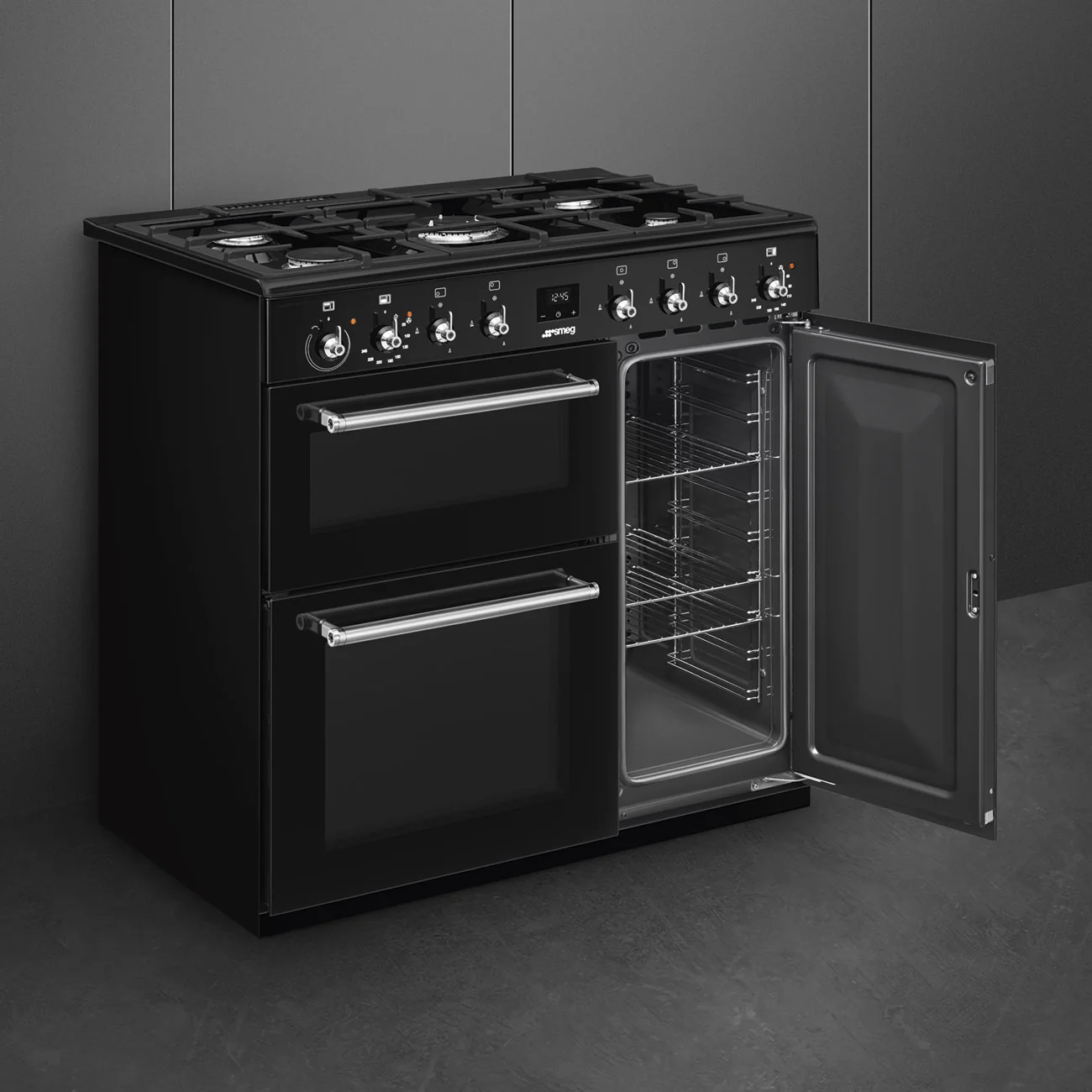 Smeg Concert Classic CX93GMBL 90cm Dual Fuel Range Cooker Black - Image 7