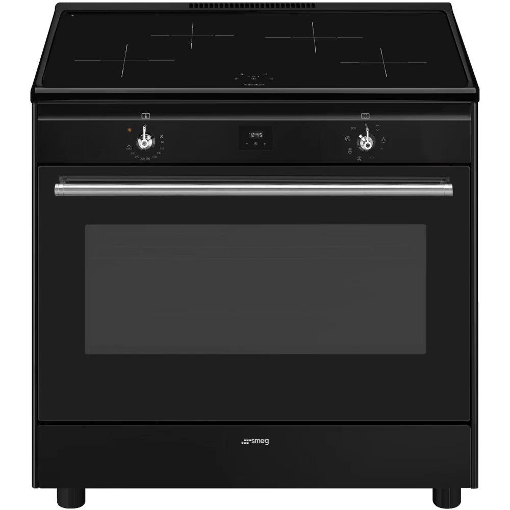 Smeg Concert Classic 90 cm Full Electric Range Cooker with Induction Hob CX91IMBL  Black