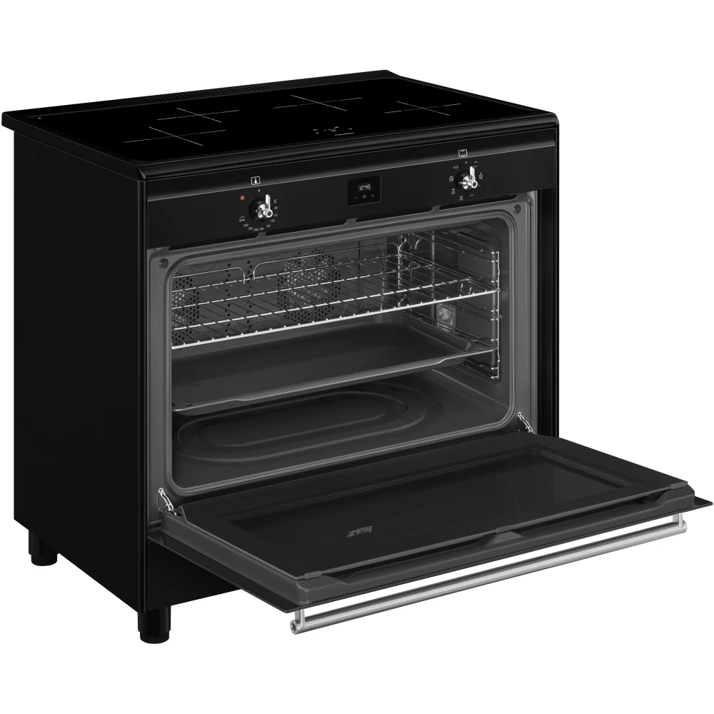 Smeg Concert Classic 90 cm Full Electric Range Cooker with Induction Hob CX91IMBL  Black - Image 2