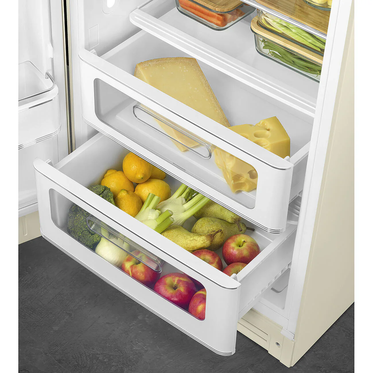 Smeg FAB28LCR6UK 50's Style Left Hand Hinge Retro Tall Fridge with Ice Box - Image 4