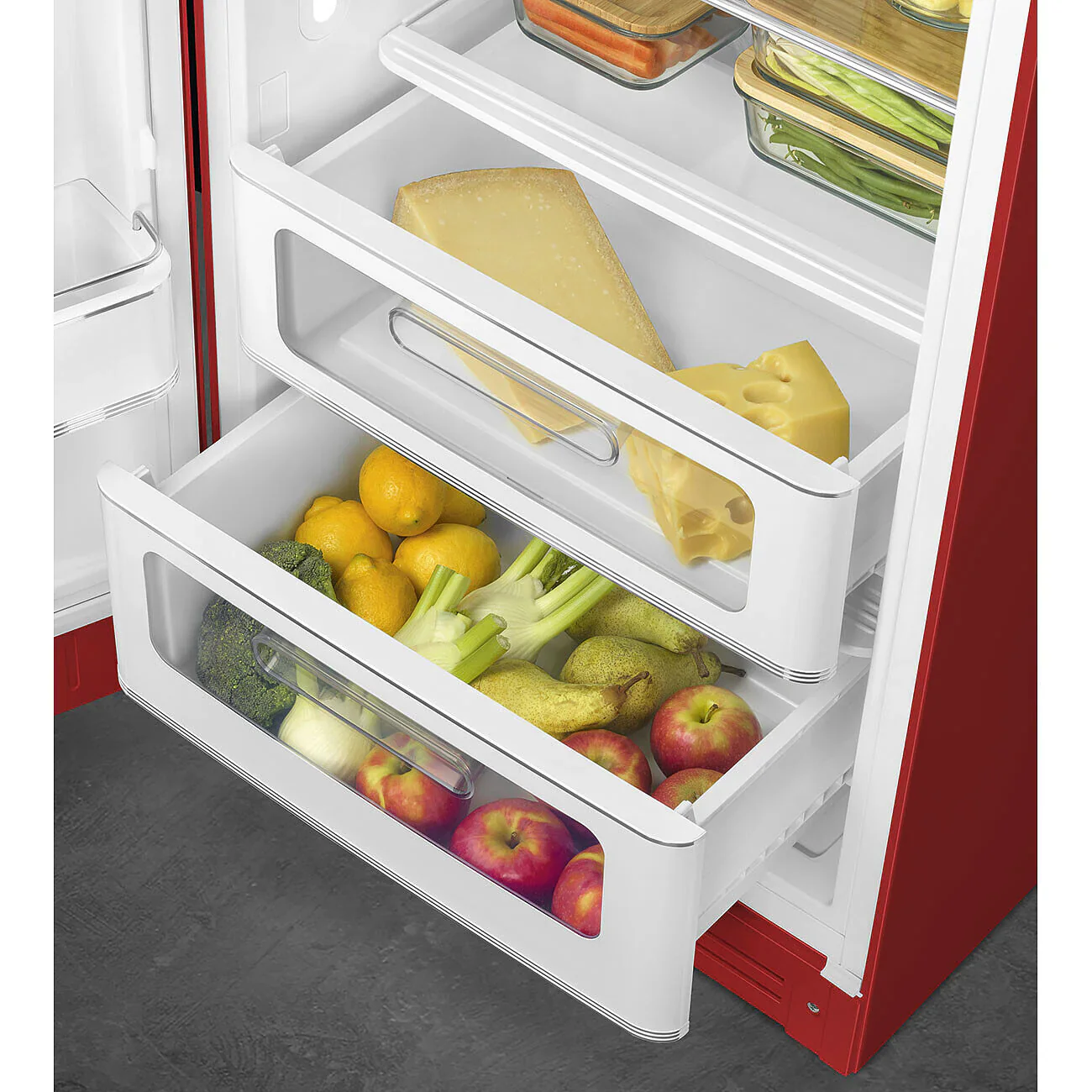 Smeg FAB28LRD6UK 50's Style Left Hand Hinge Retro Tall Fridge with Ice Box - Image 4