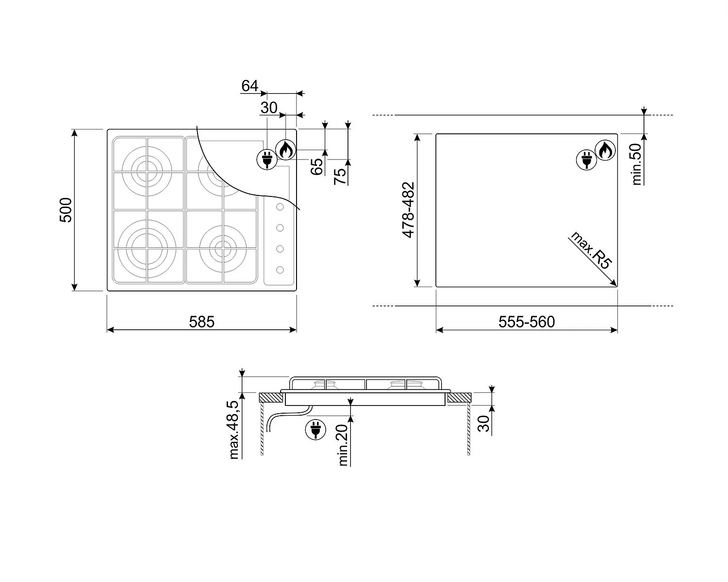 Smeg S64S Gas Hob - Image 2