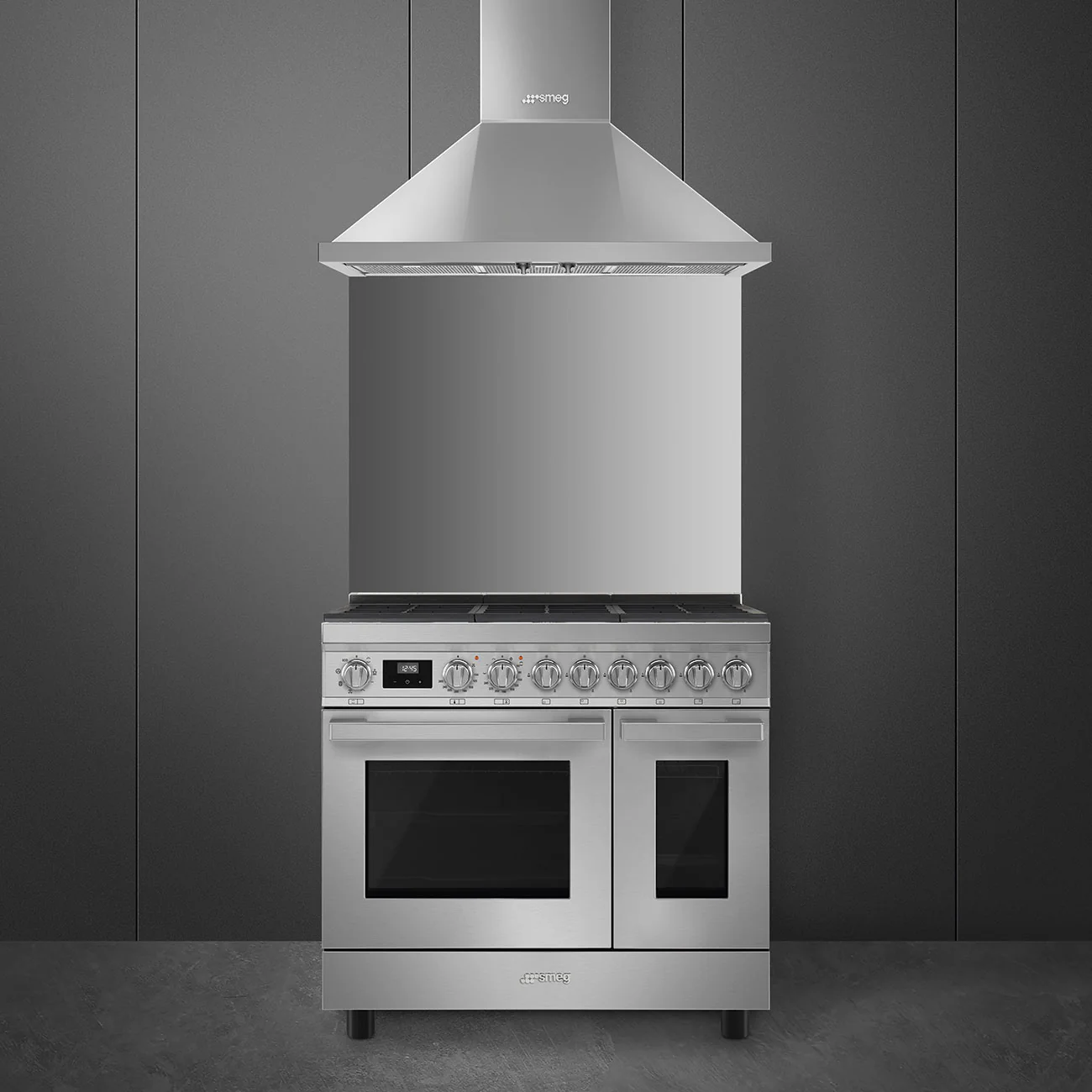 Smeg Portofino 90cm Dual Fuel Range Cooker Stainless Steel - Image 2