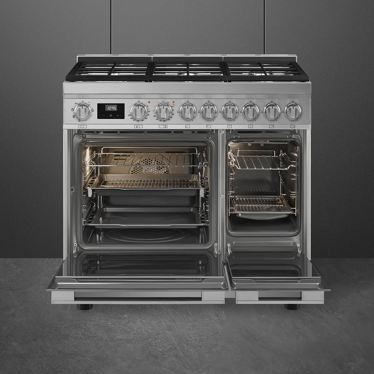 Smeg Portofino 90cm Dual Fuel Range Cooker Stainless Steel - Image 3