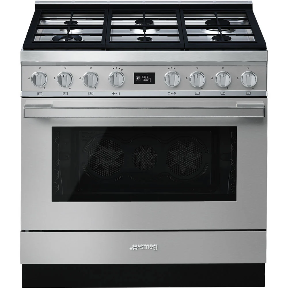 Smeg Portofino CPF9GPX Stainless Steel 90cm Dual Fuel Range Cooker