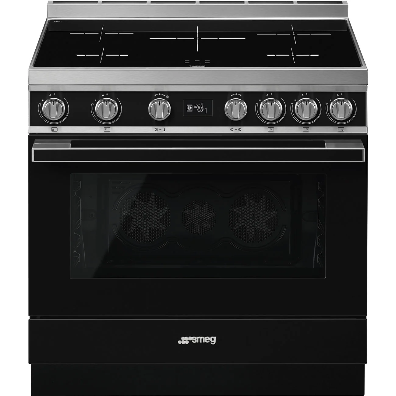 Smeg Portofino CPF9IPBL Black 90cm Induction Range Cooker
