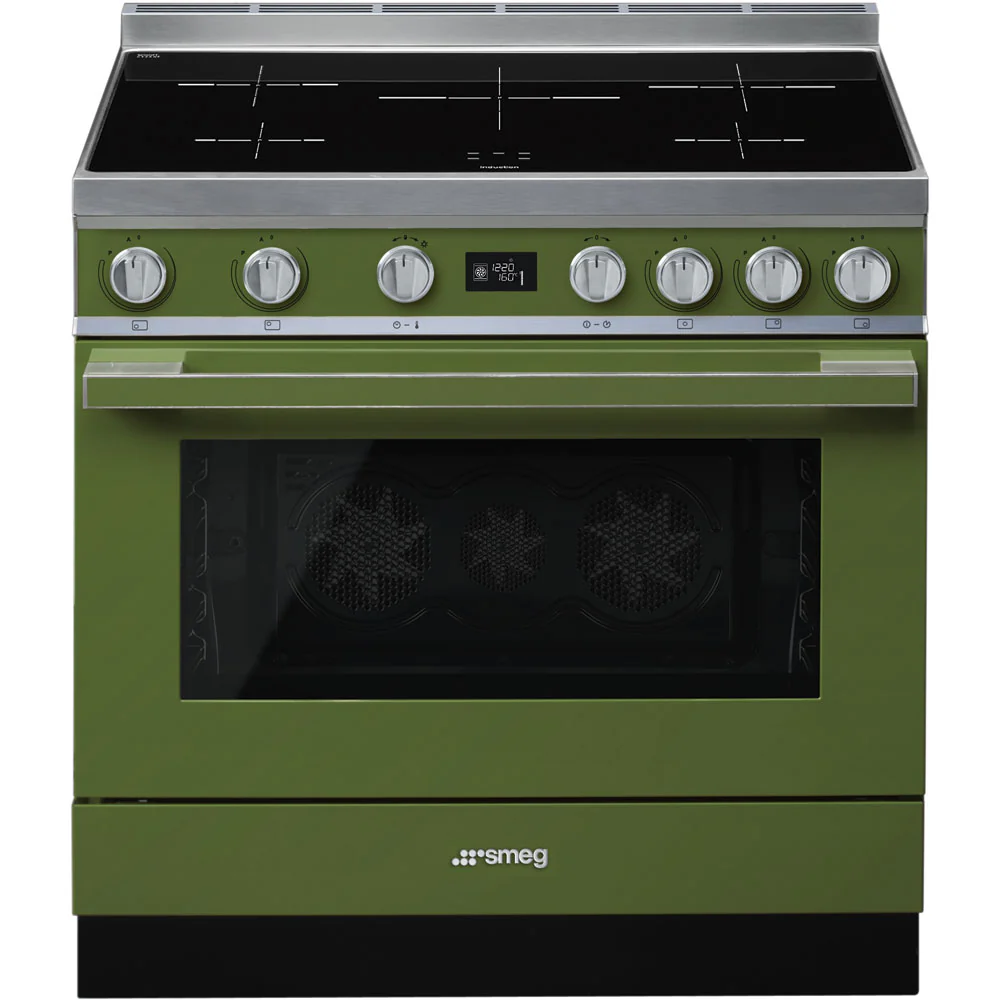 Smeg Portofino CPF9IPOG Olive Green 90cm Induction Range Cooker