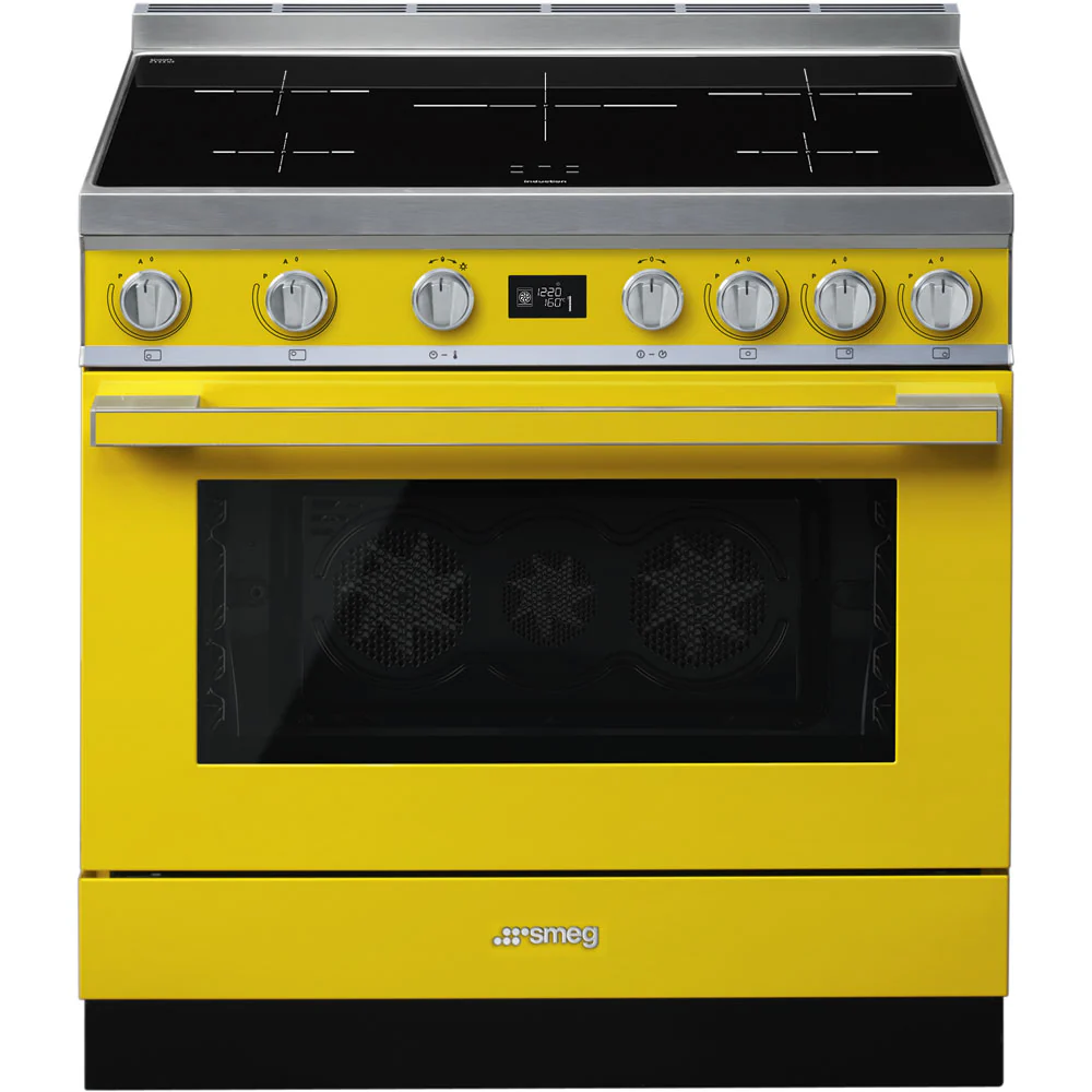 Smeg Portofino CPF9IPYW Yellow 90cm Induction Range Cooker