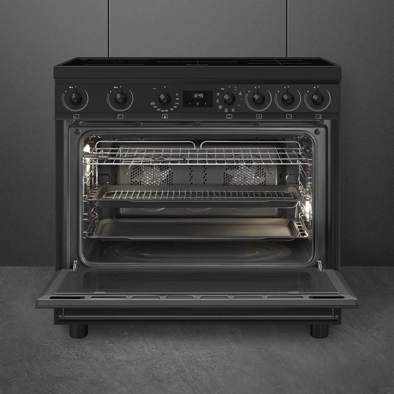 Smeg Symphony Classic 90cm Induction Range Cooker C9IMN2 Matte Black - Image 2