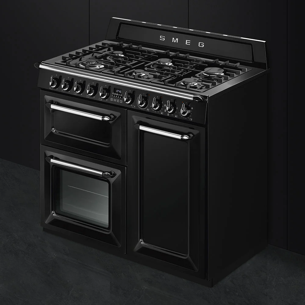 Smeg Victoria TR103BL 100cm Dual Fuel Range Cooker Black - Image 2
