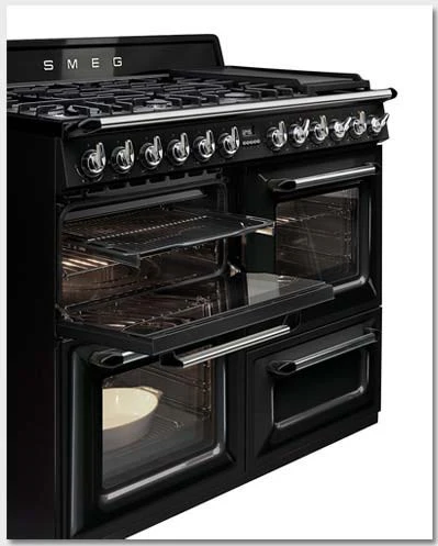 Smeg Victoria TR4110BL1 110cm Dual Fuel Range Cooker Black - Image 2