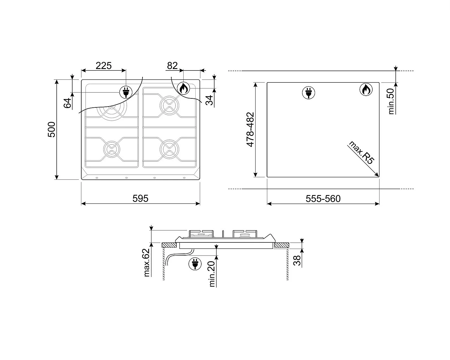 Smeg Victoria SR964NGH Gas Hob - Image 3