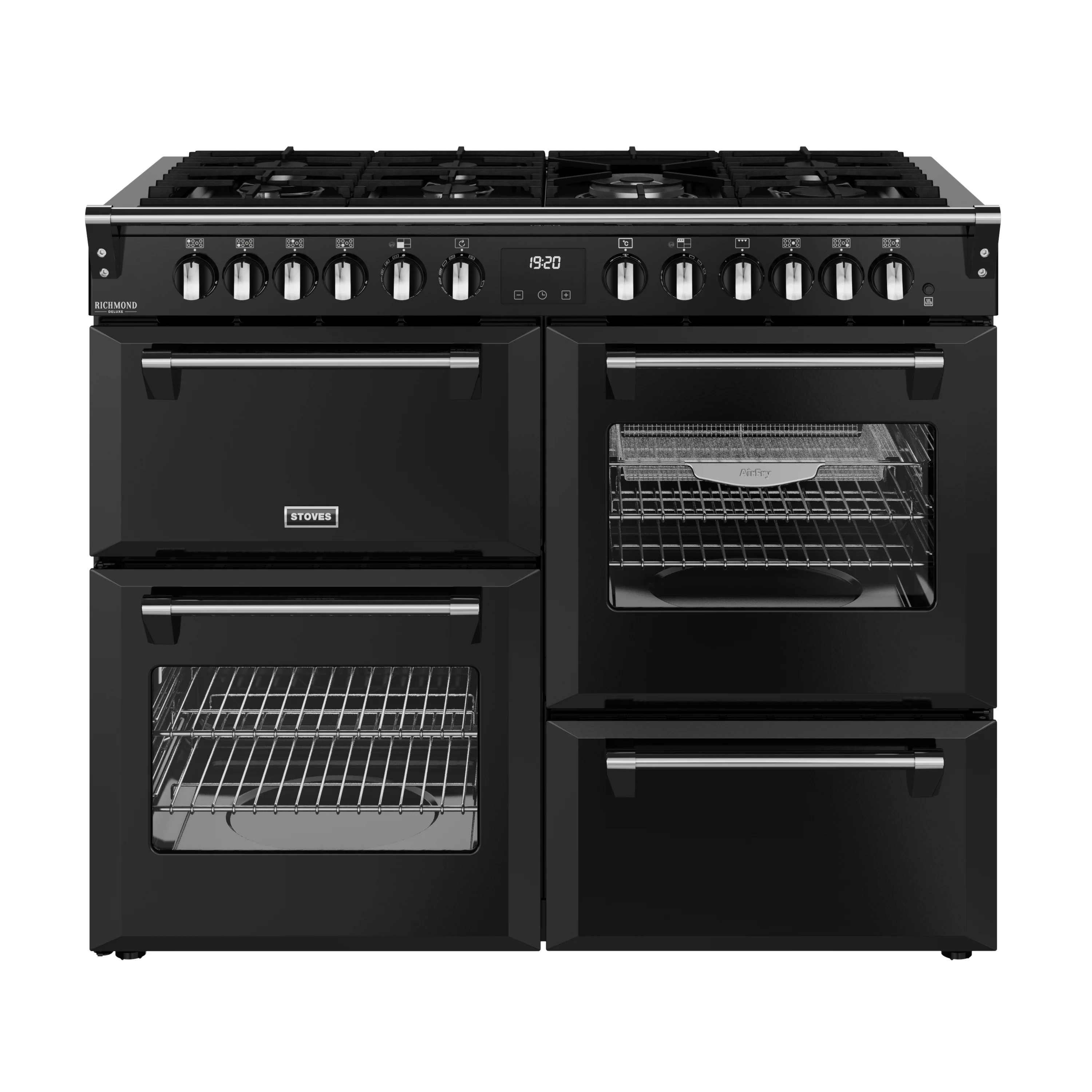 Stoves RCA Richmond Deluxe 110DF 110cm Dual Fuel Range Cooker 444411876 Black