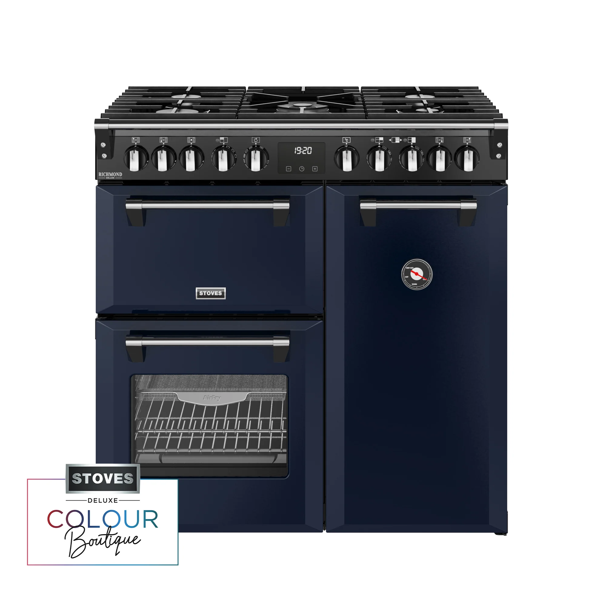 Stoves Richmond Deluxe 90cm Dual Fuel Range Cooker 444412006 Midnight Blue