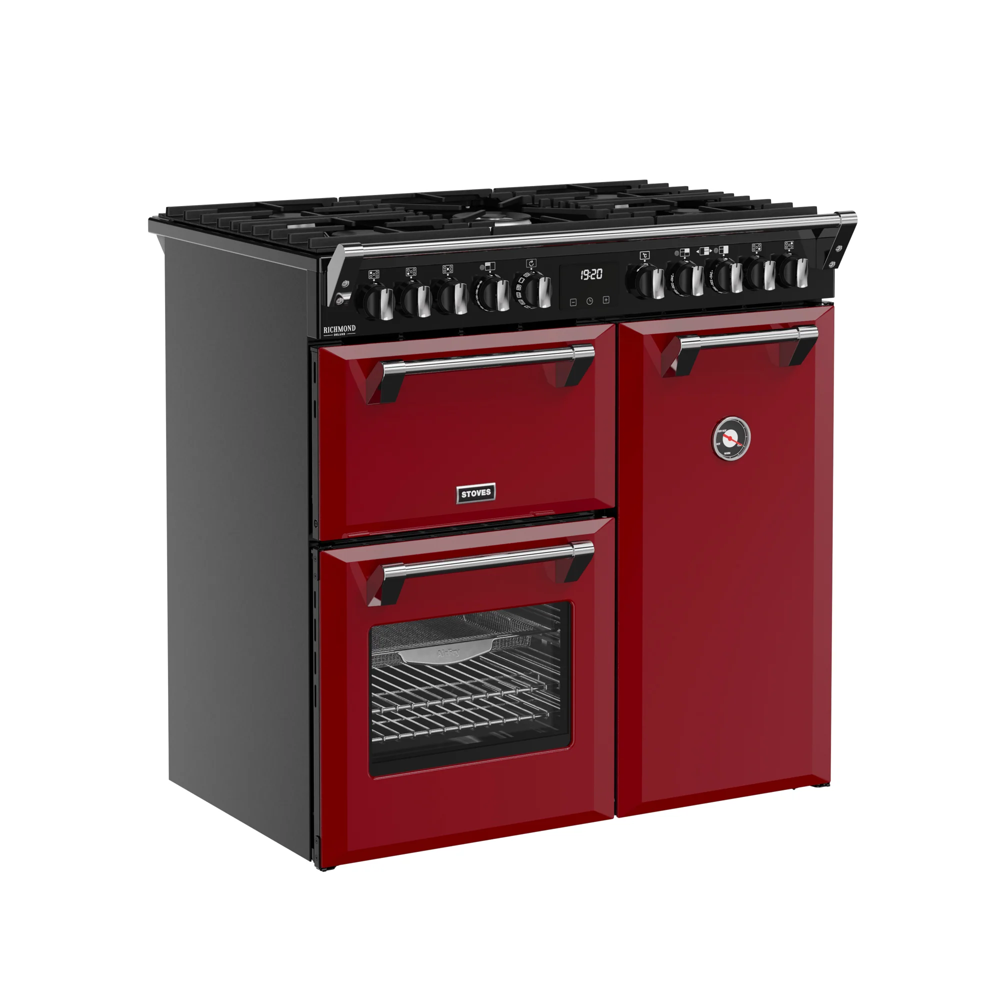 Stoves Richmond Deluxe 90cm Dual Fuel Range Cooker 444412008 Garnet Red - Image 2