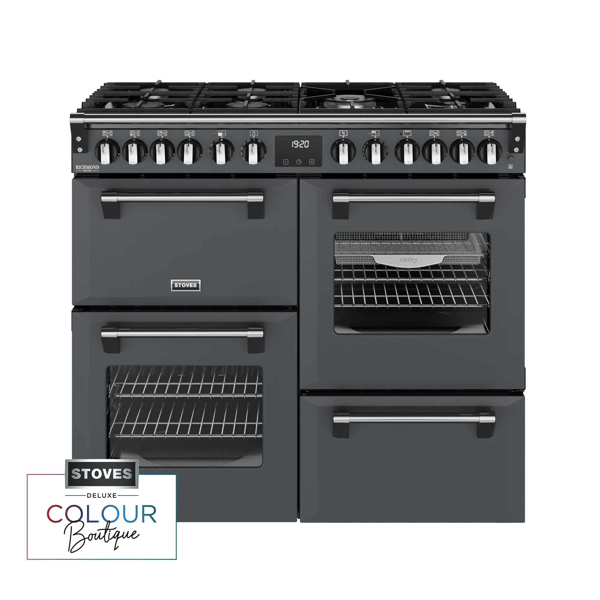 Stoves Richmond Deluxe Colour Boutique 100cm Dual Fuel Range Cooker 444412015 Anthracite Grey