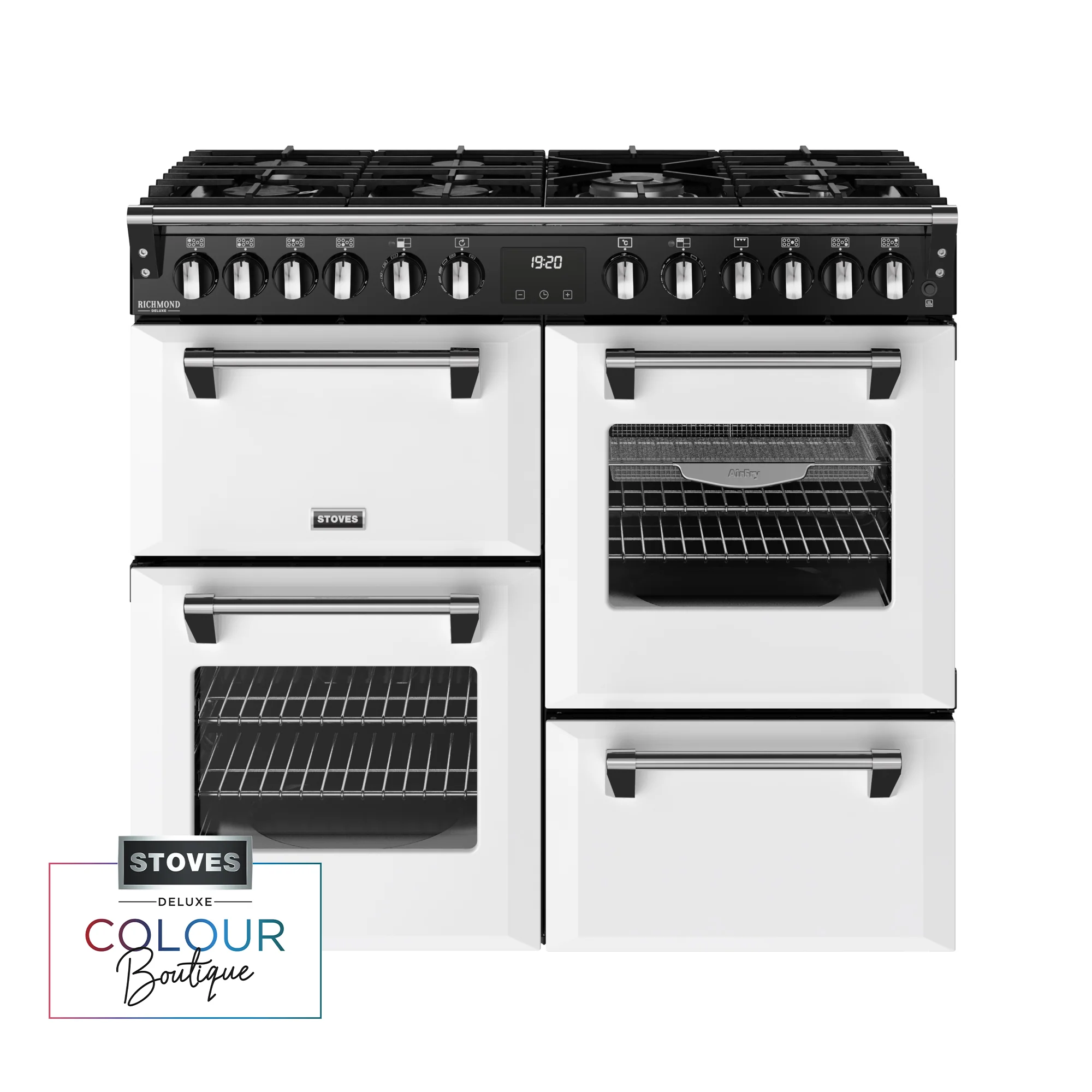 Stoves Richmond Deluxe Colour Boutique 100cm Dual Fuel Range Cooker 444412016 Ice White
