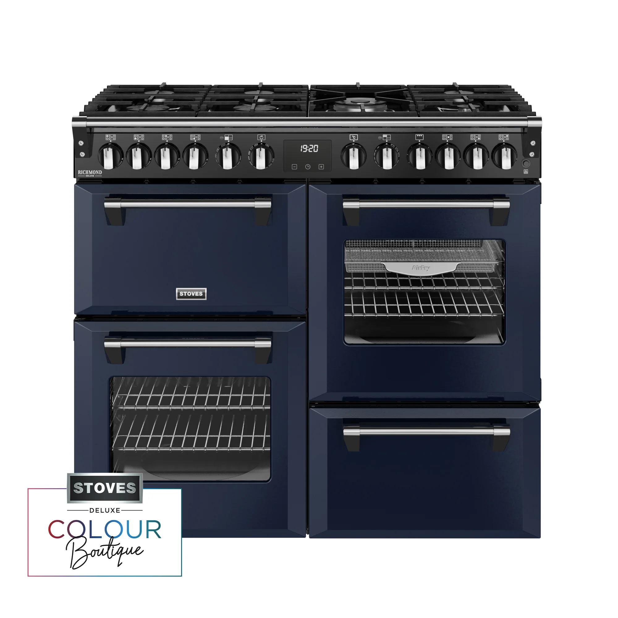 Stoves Richmond Deluxe Colour Boutique 100cm Dual Fuel Range Cooker 444412018 Midnight Blue