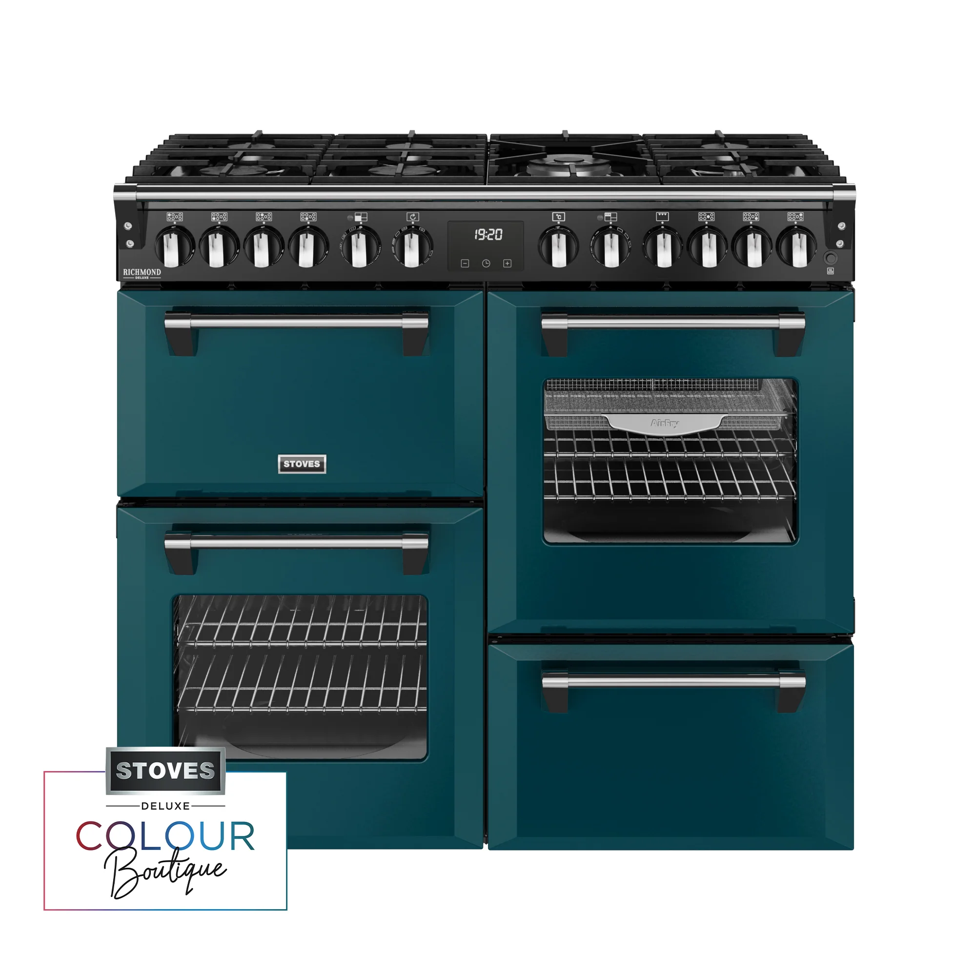 Stoves Richmond Deluxe Colour Boutique 100cm Dual Fuel Range Cooker 444412019 Deep Marine