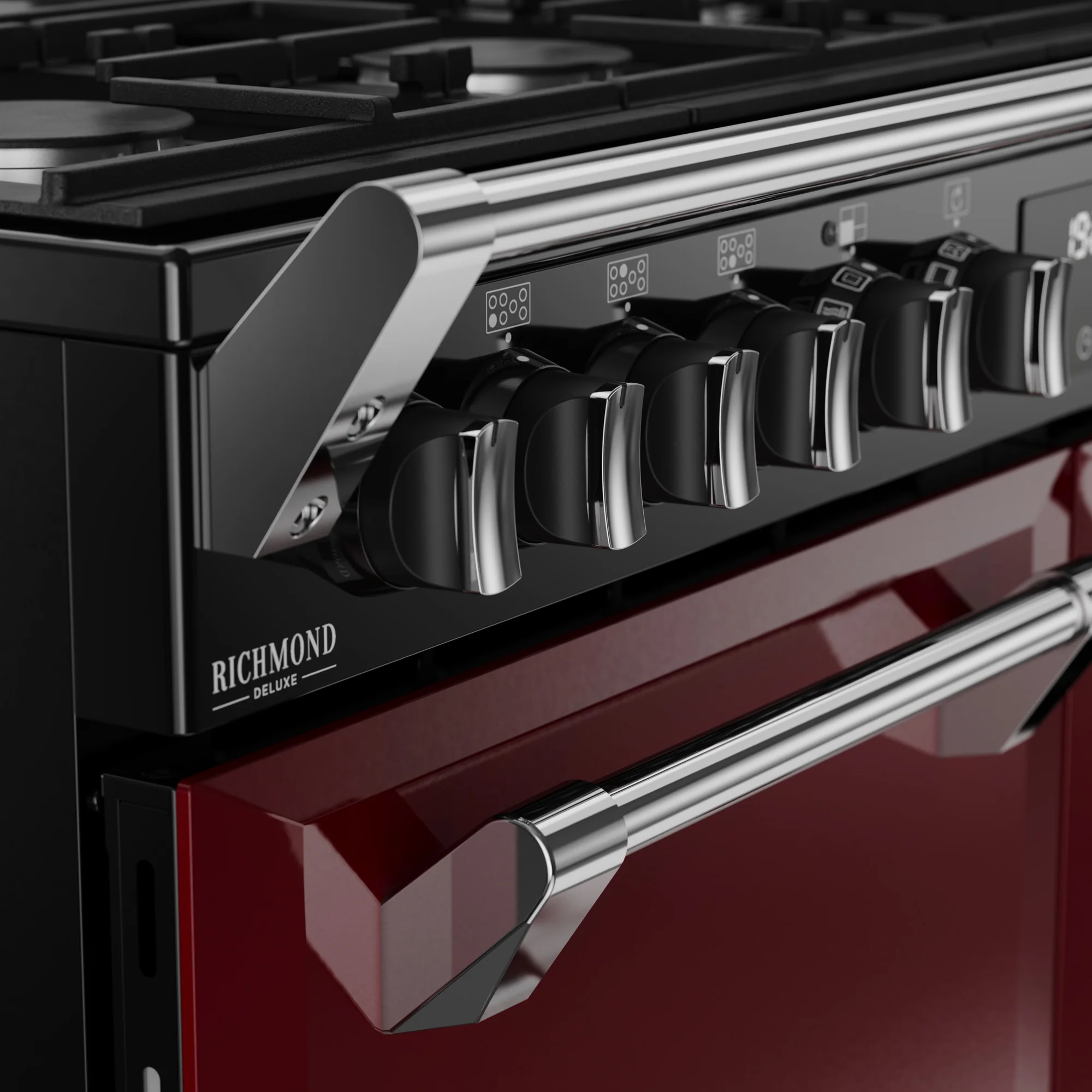 Stoves Richmond Deluxe Colour Boutique 100cm Dual Fuel Range Cooker 444412020 Garnet Red - Image 5