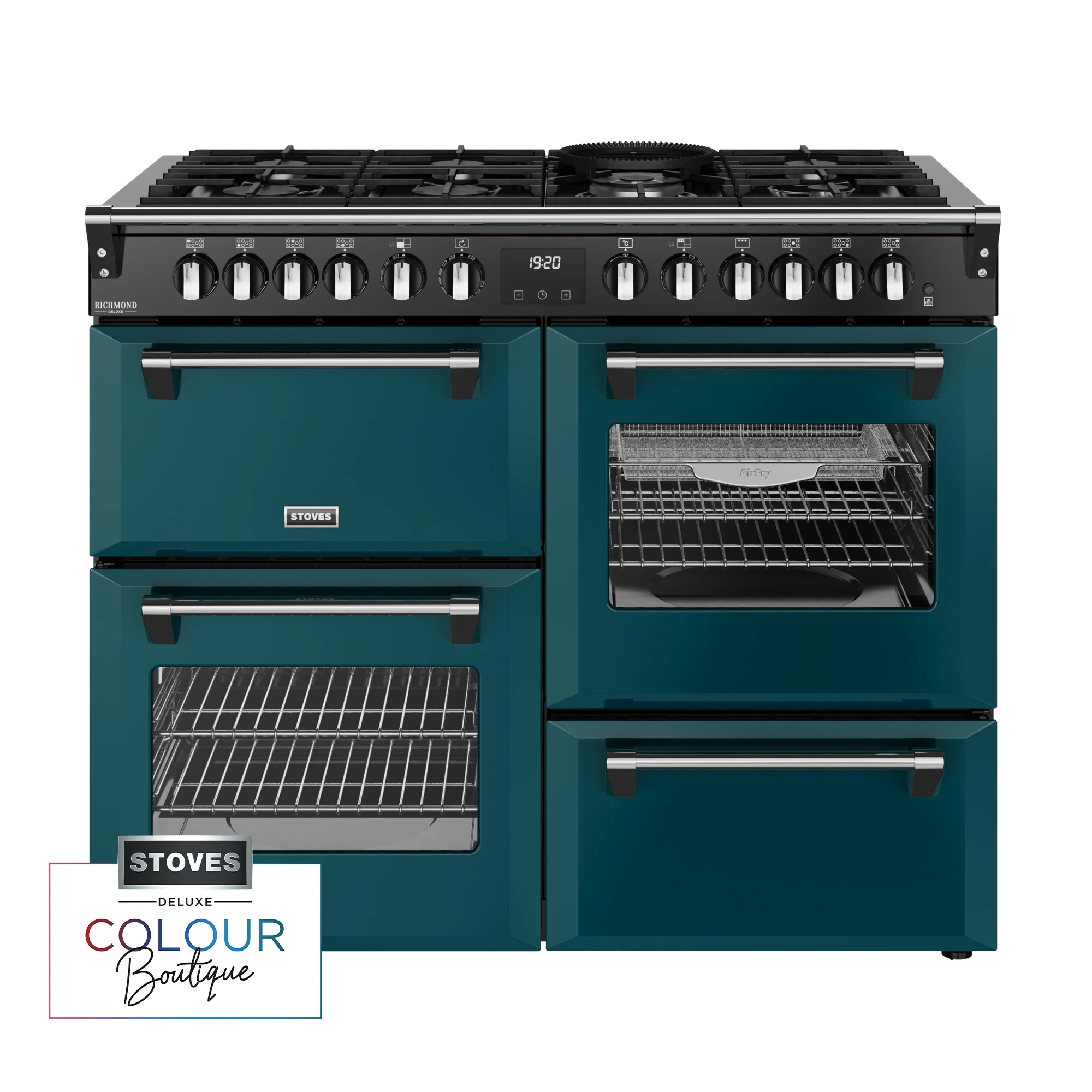 Stoves Richmond Deluxe Colour Boutique 110cm Dual Fuel Range Cooker 444412031 Deep Marine