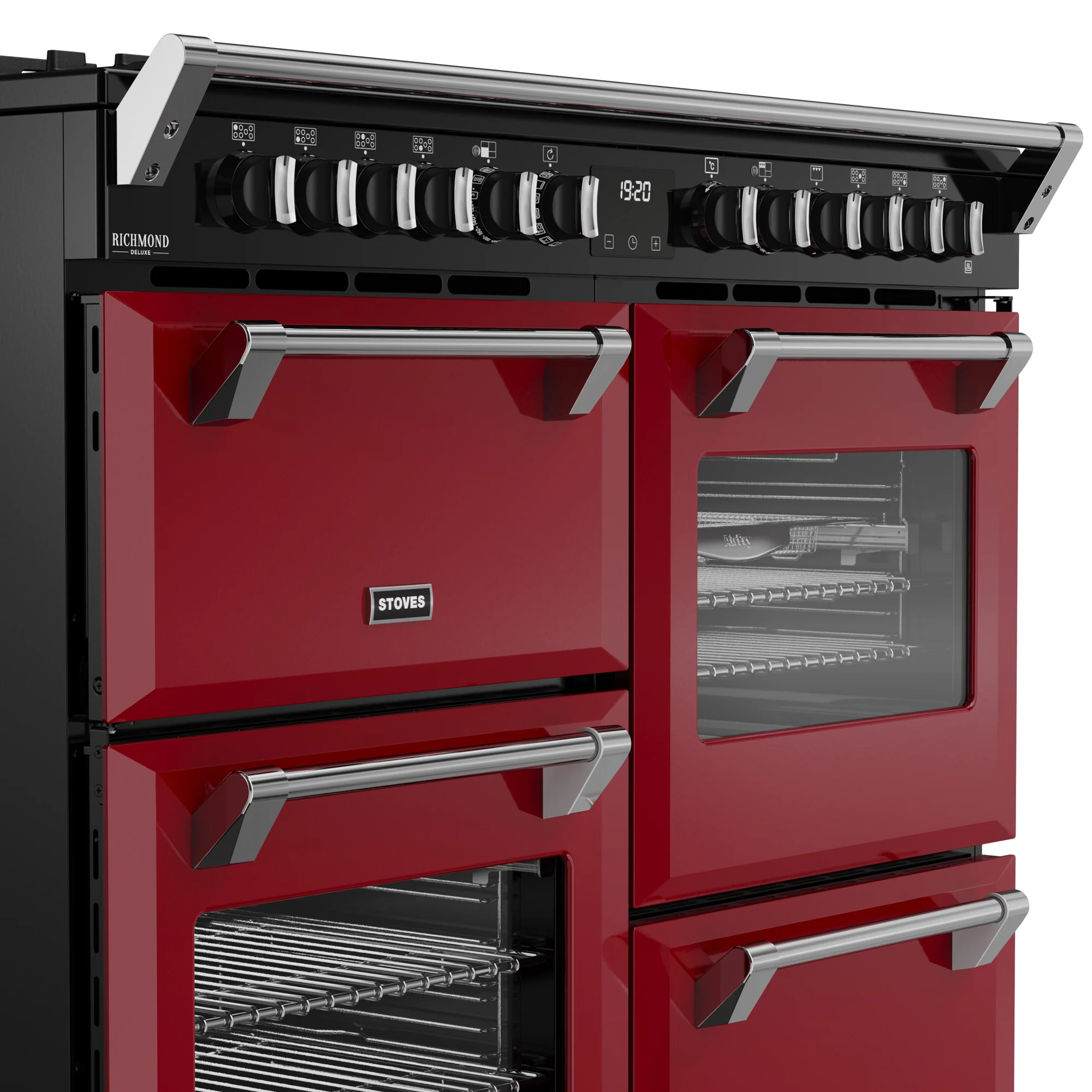 Stoves Richmond Deluxe Colour Boutique 110cm Dual Fuel Range Cooker 444412032 Garnet Red - Image 3