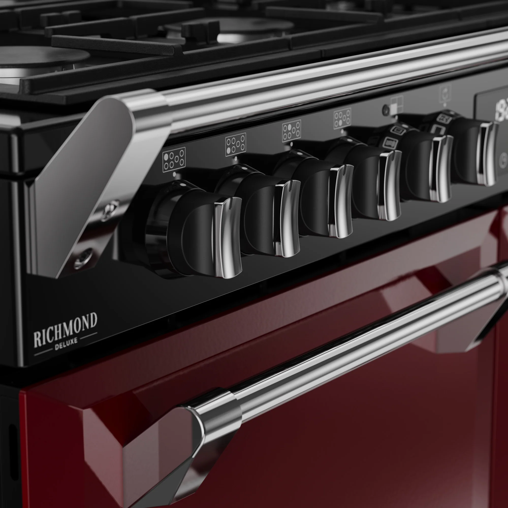 Stoves Richmond Deluxe Colour Boutique 110cm Dual Fuel Range Cooker 444412032 Garnet Red - Image 4